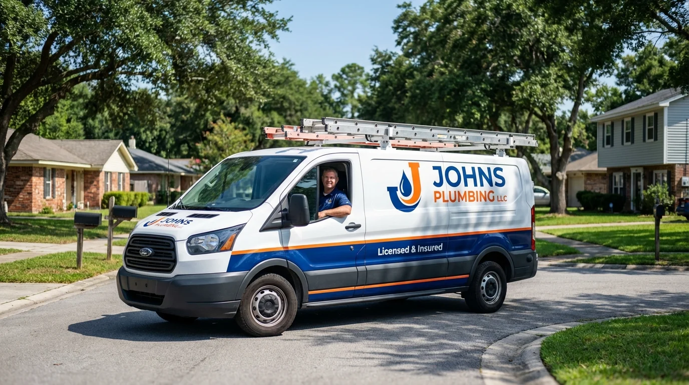 Johns Plumbing LLC service van in Bryn Athyn, PA