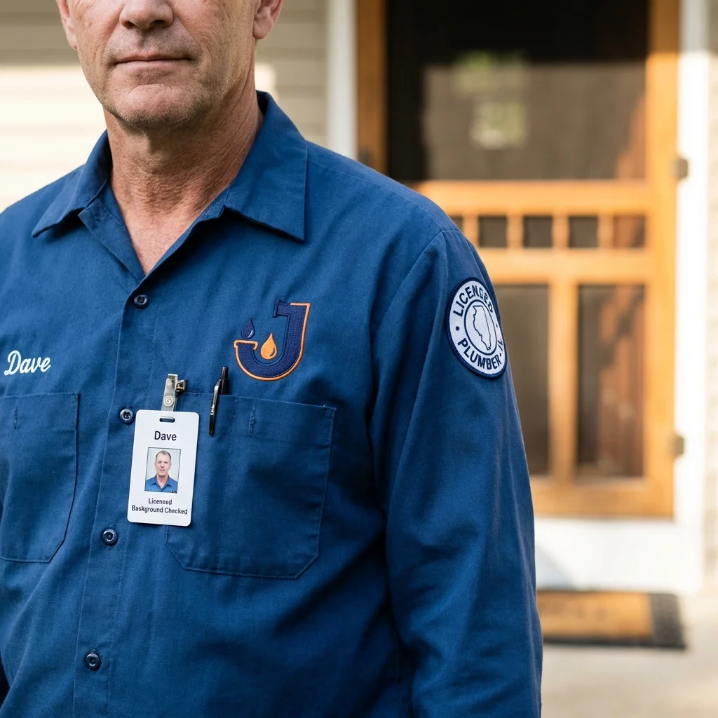 Licensed plumber showing ID badge in Bryn Athyn, PA