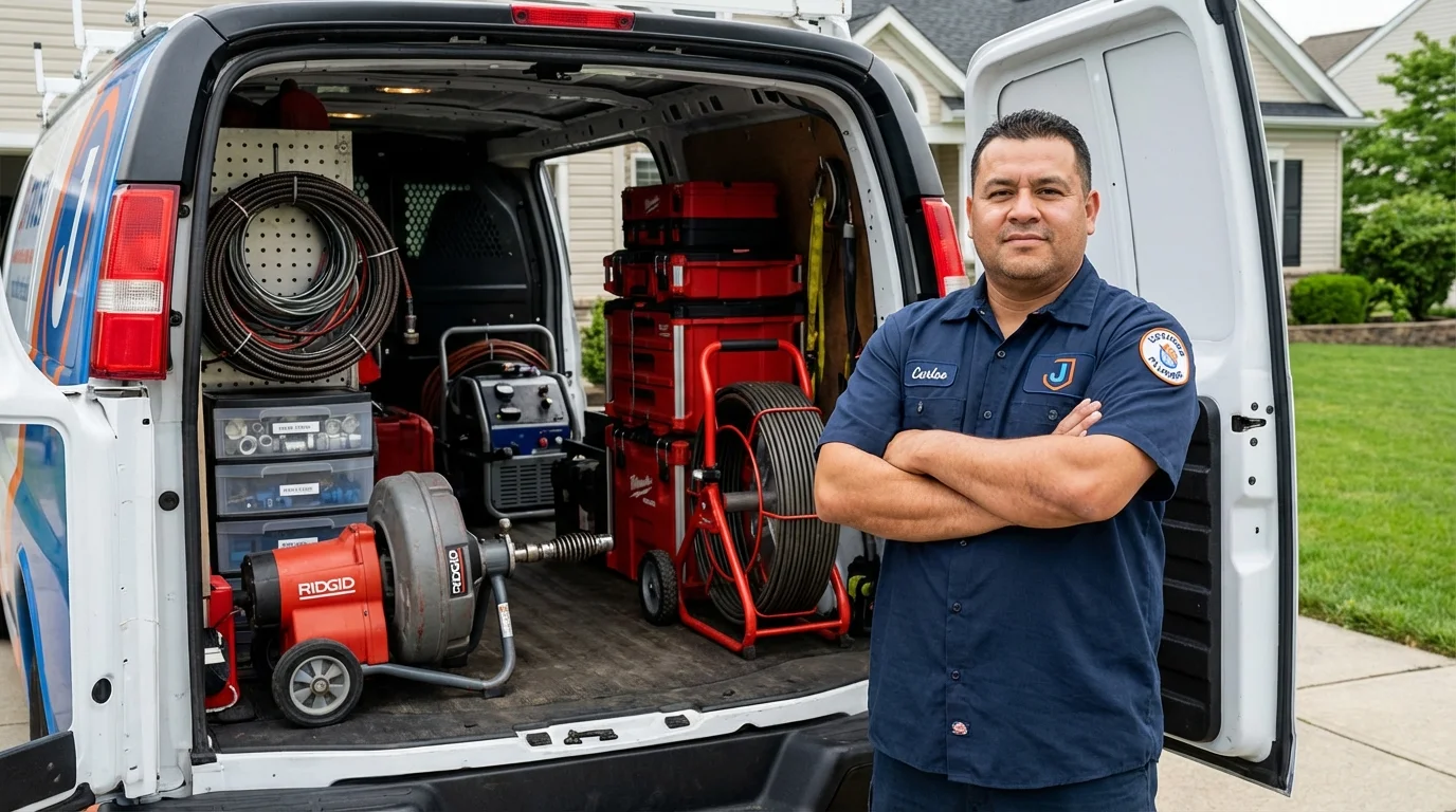 Professional drain cleaning equipment and Johns Plumbing LLC plumber in Bryn Athyn