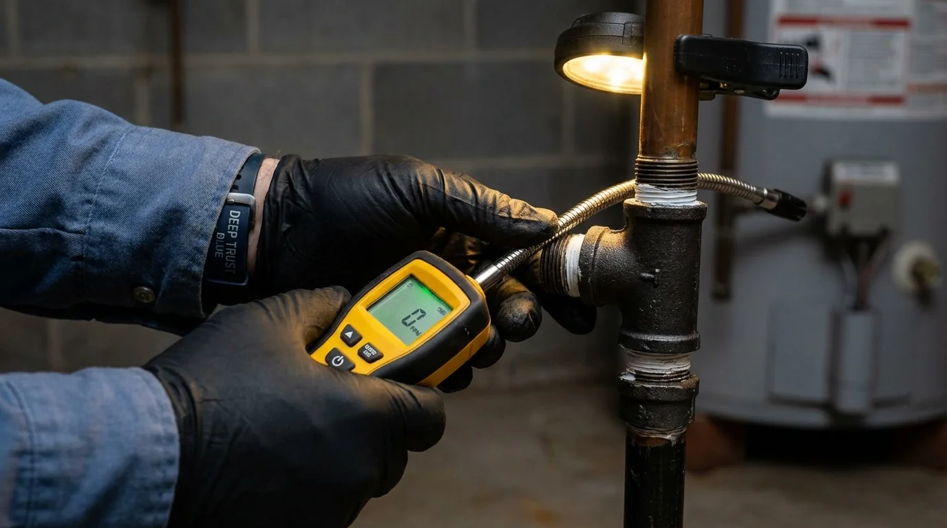 Gas leak detection with electronic sniffer by Johns Plumbing LLC in Bryn Athyn