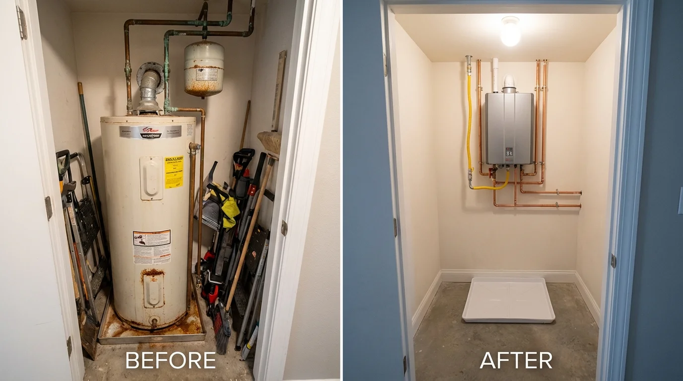 Tank water heater versus wall-mounted tankless unit comparison for Bryn Athyn, PA homeowners